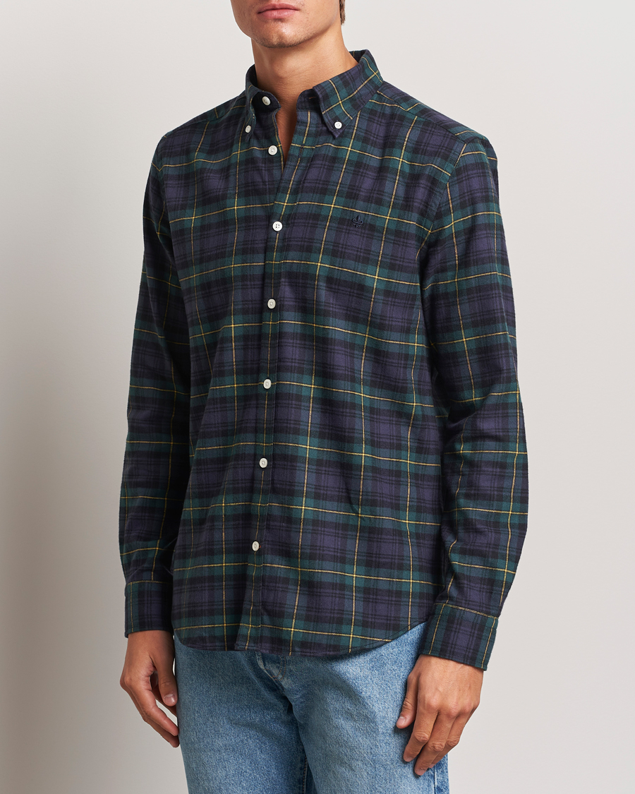 Herr |  | Morris | Flannel Tartan Shirt Navy