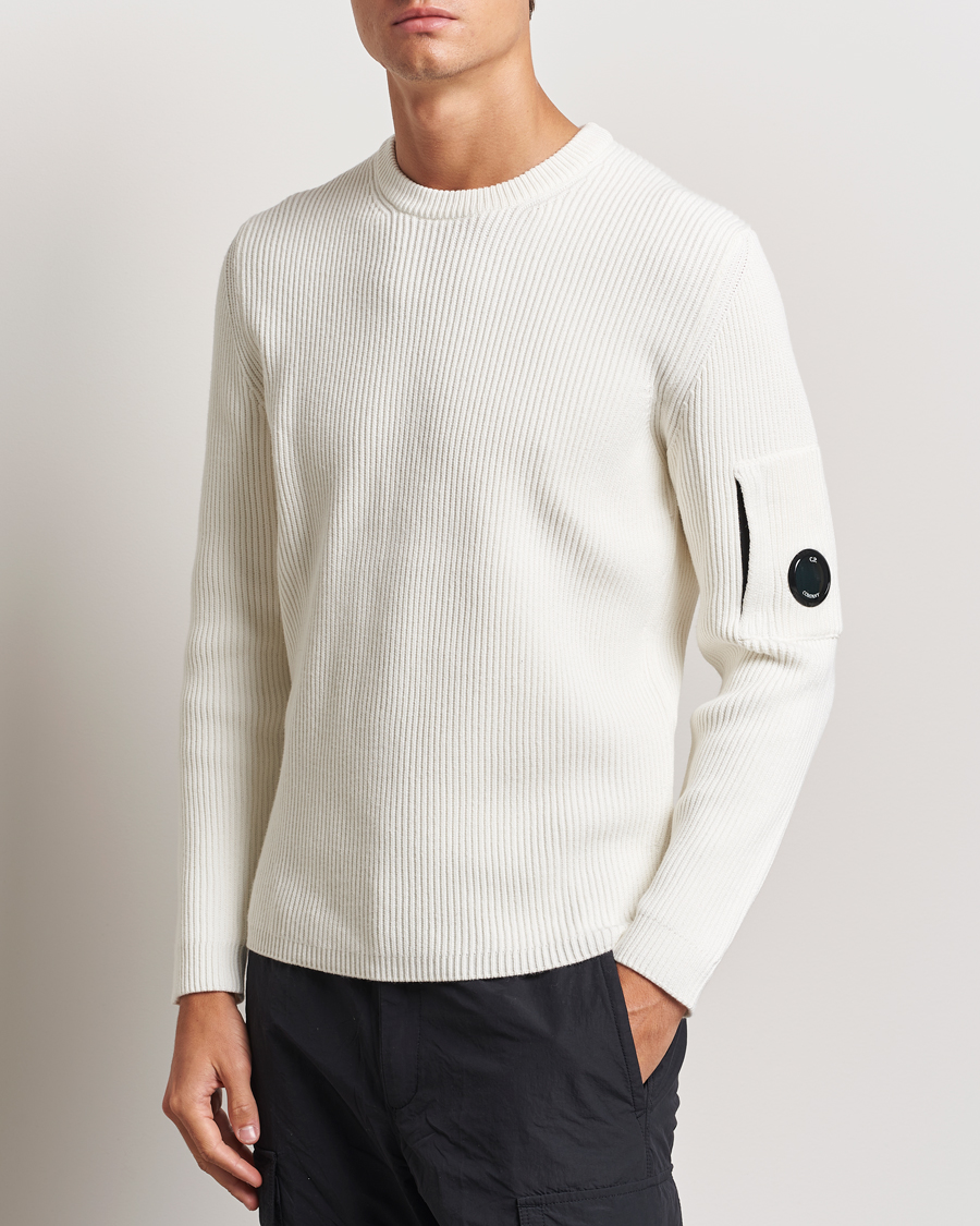 Herr |  | C.P. Company | Full Rib Knitted Cotton Crew Neck Off White