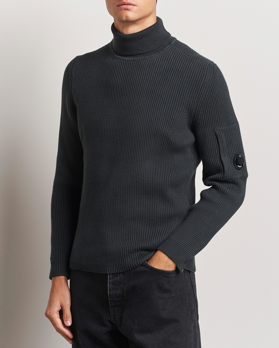 Herr |  | C.P. Company | Full Rib Knitted Cotton Rollneck Grey Black