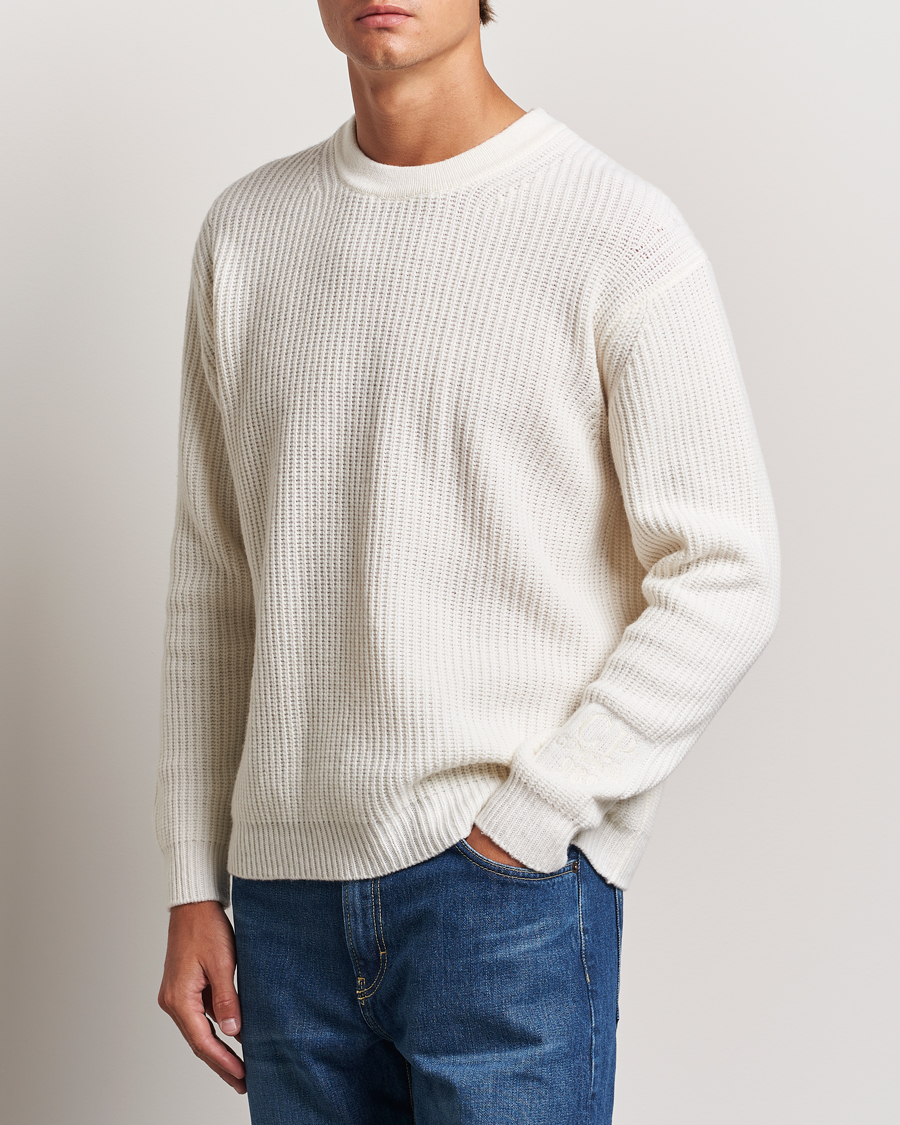 Herr |  | C.P. Company | Lambswool Knitted Crew Neck Off White