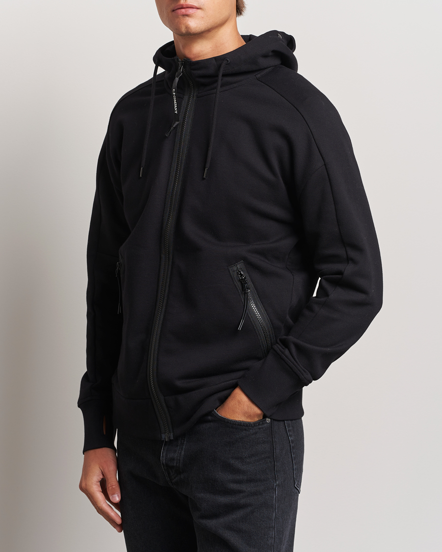 Herr |  | C.P. Company | Diagonal Raised Fleece Full Zip Goggle Hoodie Black