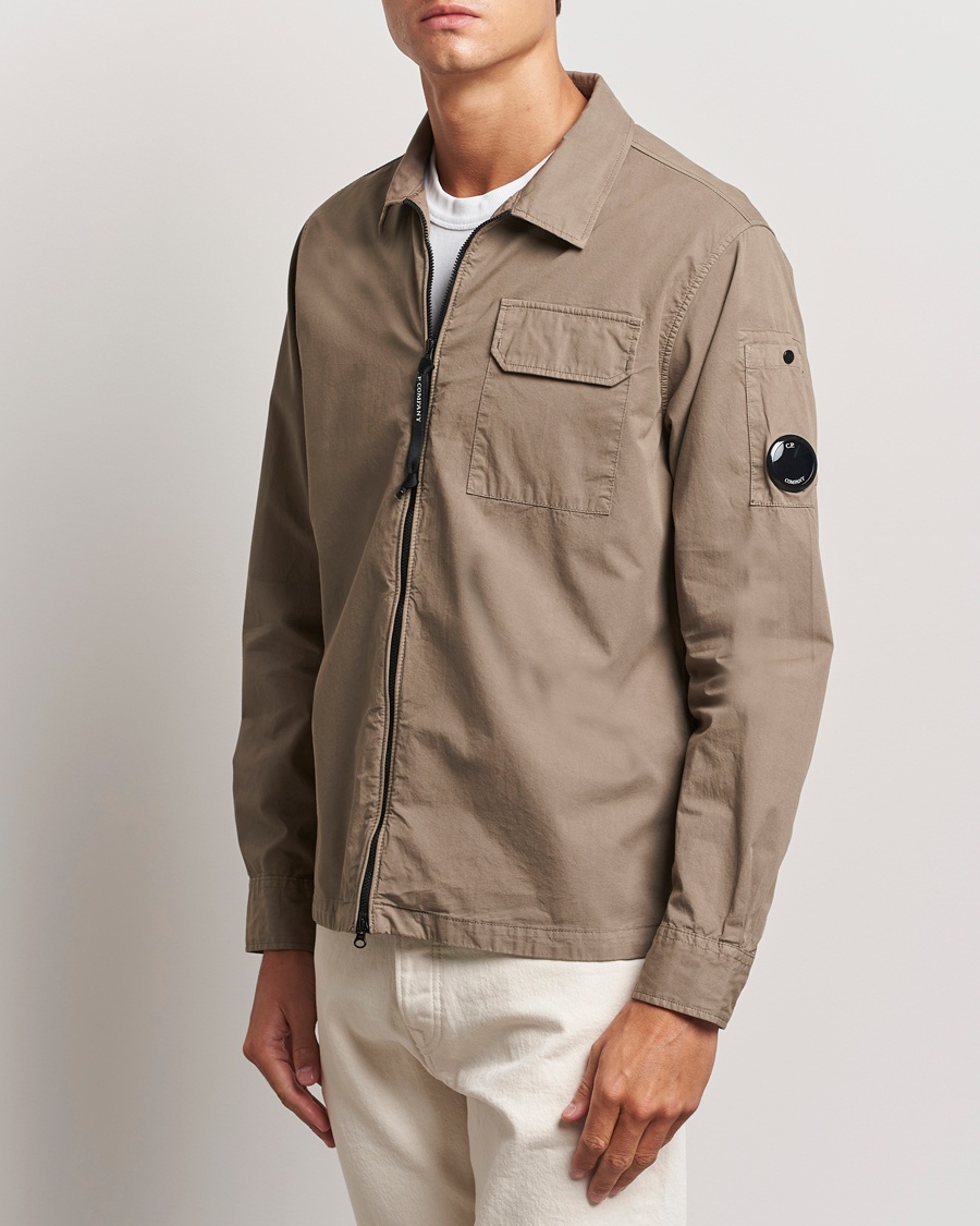 Herr | Overshirts | C.P. Company | Organic Cotton Gabardine Zip Overshirt Taupe