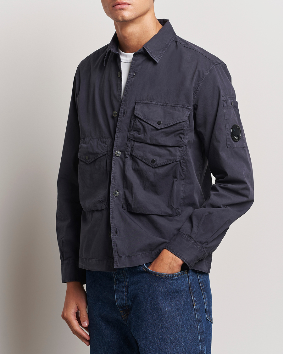 Herr |  | C.P. Company | Organic Cotton Gabardine Pocket Overshirt Washed Blue