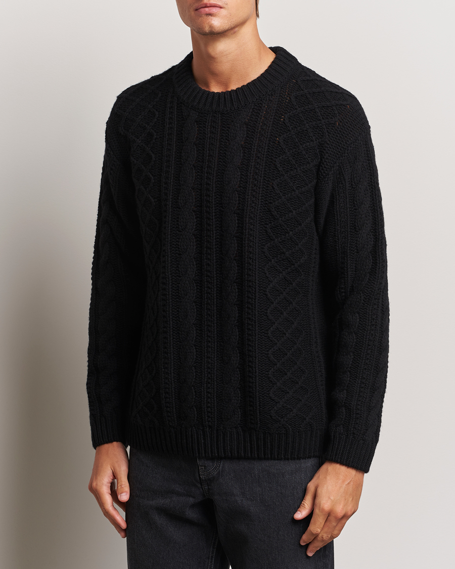 Herr |  | C.P. Company | Heavy Knitted Lambswool Crewneck Black