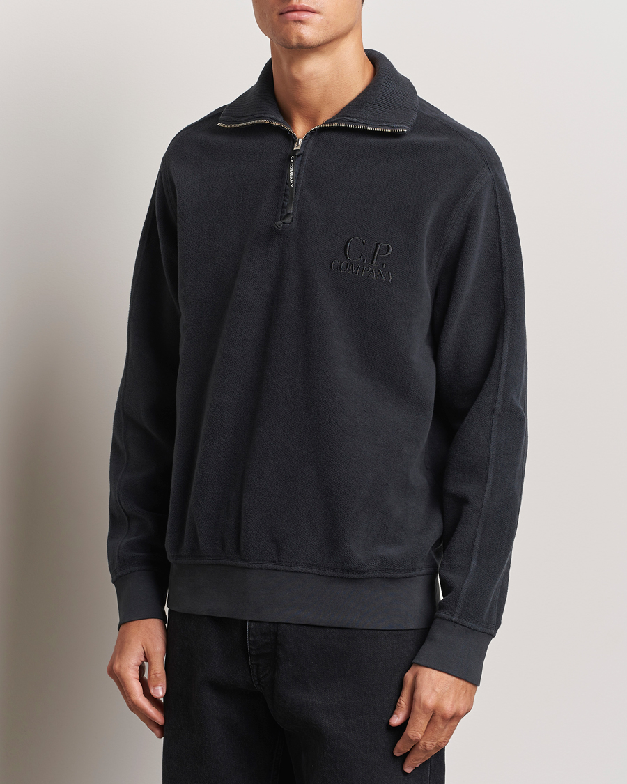 Herr |  | C.P. Company | Brushed Diagonal Fleece Half Zip Grey Black