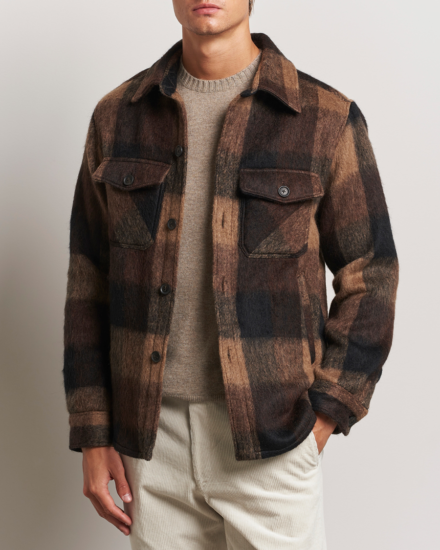 Herr |  | Oscar Jacobson | Maverick Checked Shirt Jacket Brown