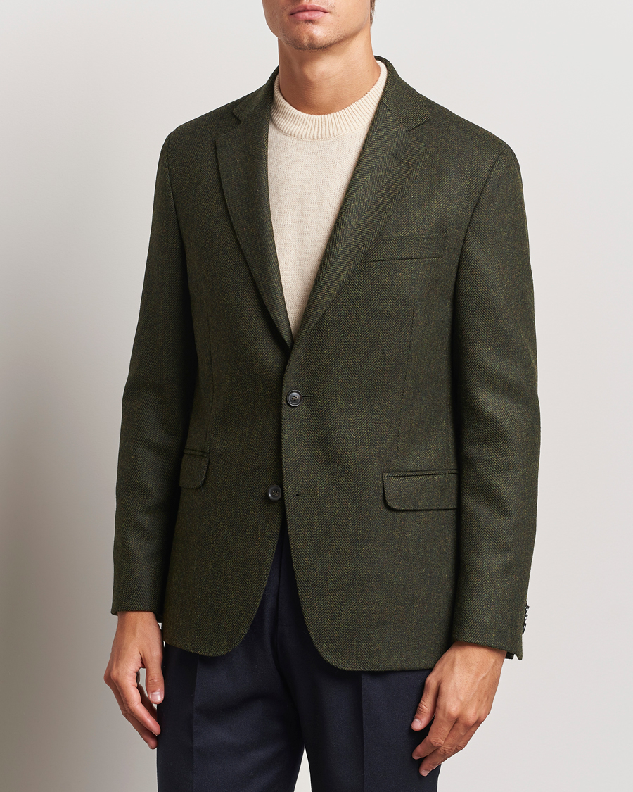 Herr |  | Oscar Jacobson | Fogerty Moon Herringbone Tweed Blazer Green