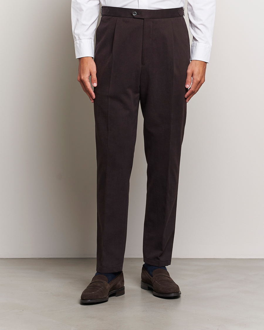 Herr |  | Oscar Jacobson | Delon Brushed Cotton Trousers Brown