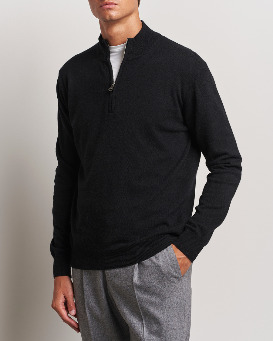 Herr |  | Oscar Jacobson | Patton Wool/Cashmere Half Zip Black