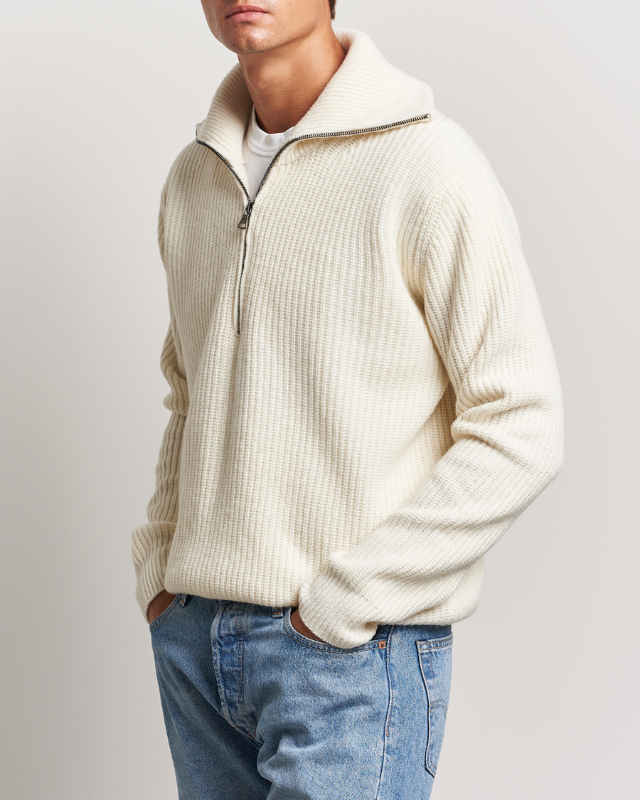 Herr | Half-zip | Oscar Jacobson | Mauritz Heavy Knitted Half Zip White