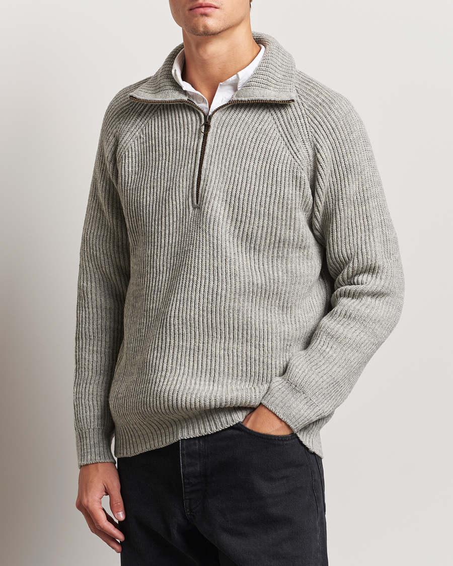 Herr |  | Peregrine | Ford Knitted Wool Half Zip Light Grey