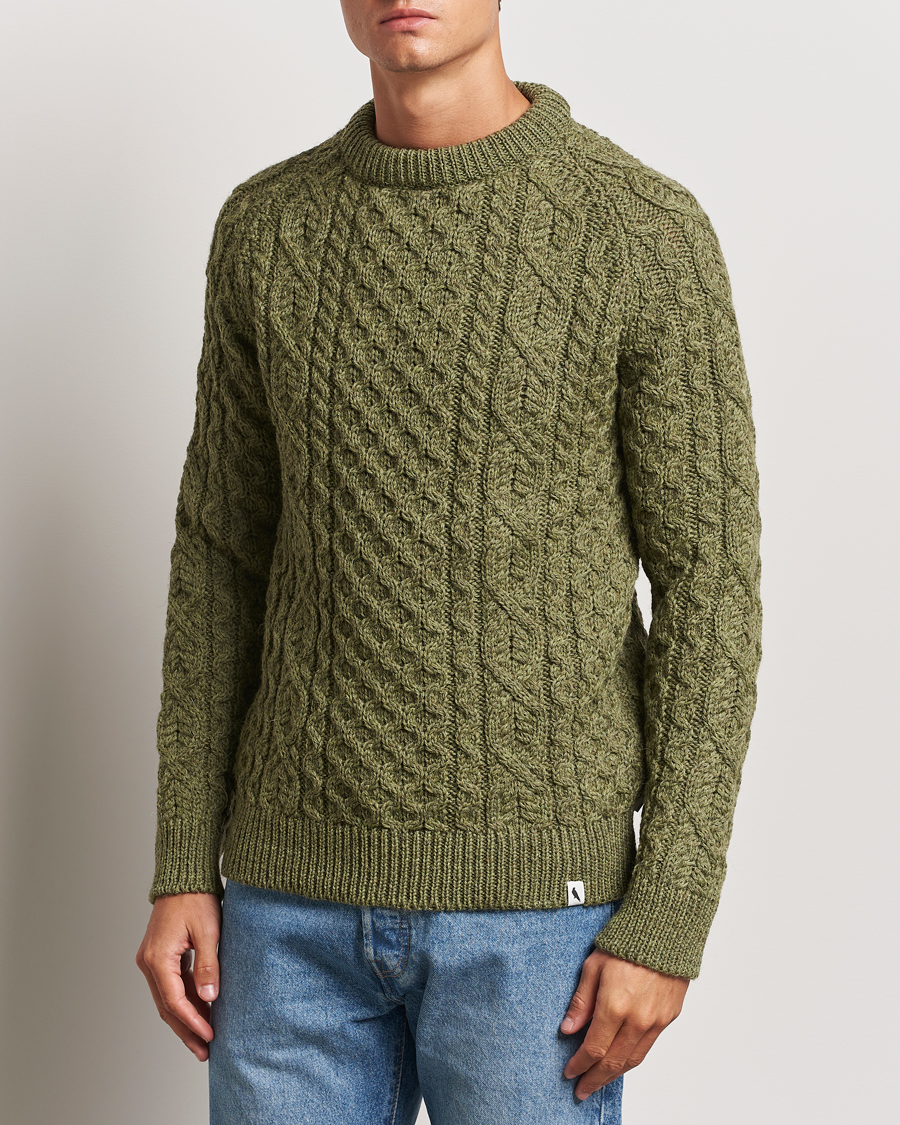 Herr |  | Peregrine | Hudson Wool Aran Knitted Jumper Apple