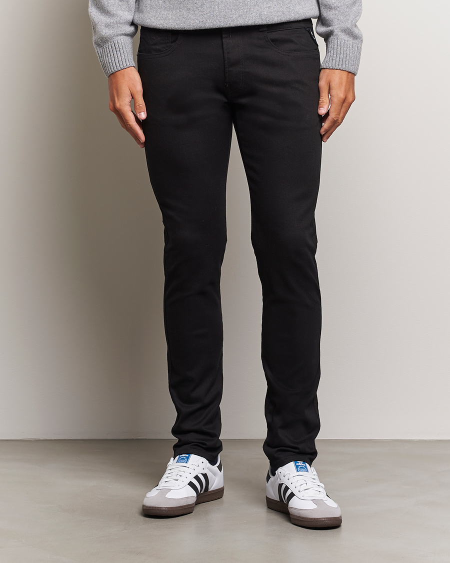 Herr | Svarta jeans | Replay | Anbass Hyperflex Re-Used Jeans Forever Black