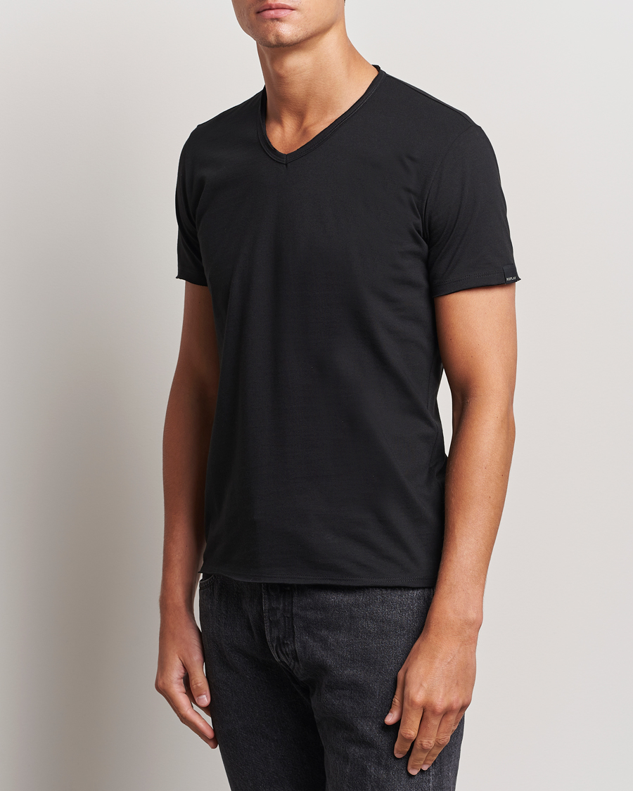 Herr | Svarta t-shirts | Replay | V-Neck T-Shirt Black