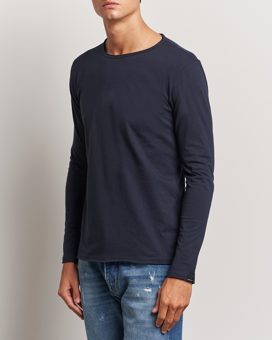 Herr | Långärmade t-shirts | Replay | Crew Neck Long Sleeve T-Shirt Night Blue