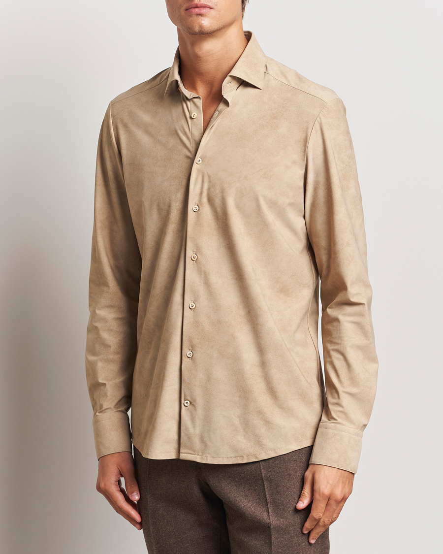 Herr |  | Stenströms | Slimline 4-Way Stretch Shirt Beige