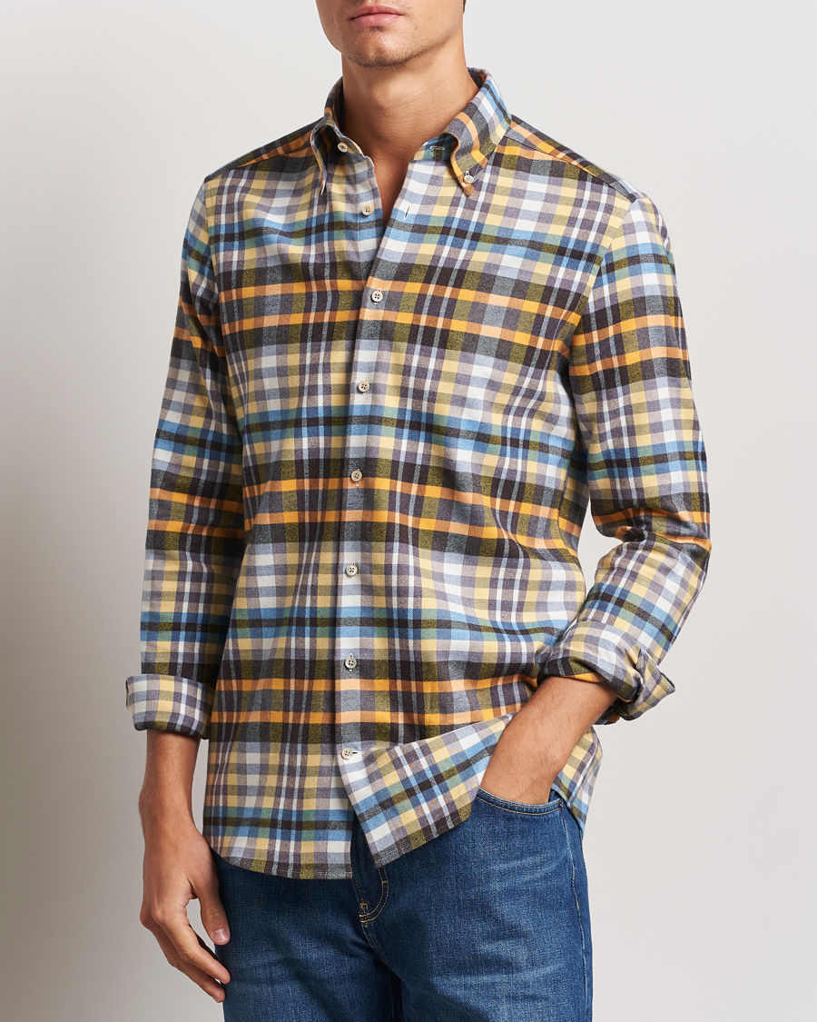 Herr |  | Stenströms | Slimline Flannel Checked Shirt Multi