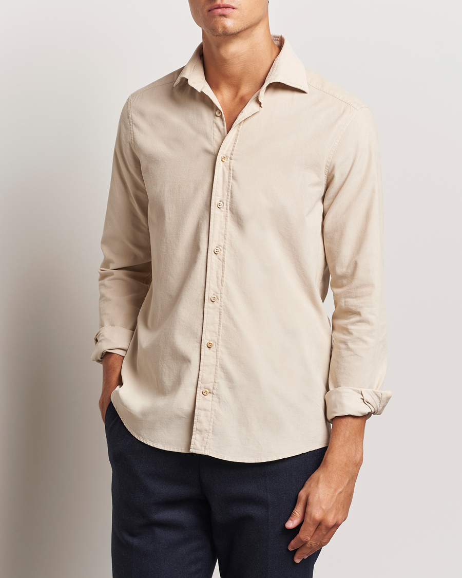 Herr |  | Stenströms | Slimline Cut Away Cord Shirt Beige