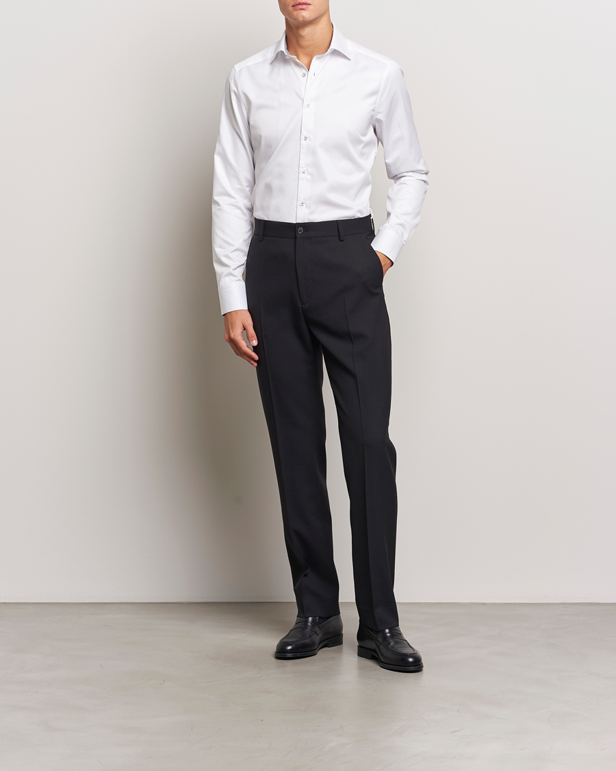 Herr |  | Stenströms | Slimline Contrast Cut Away Shirt White/Grey