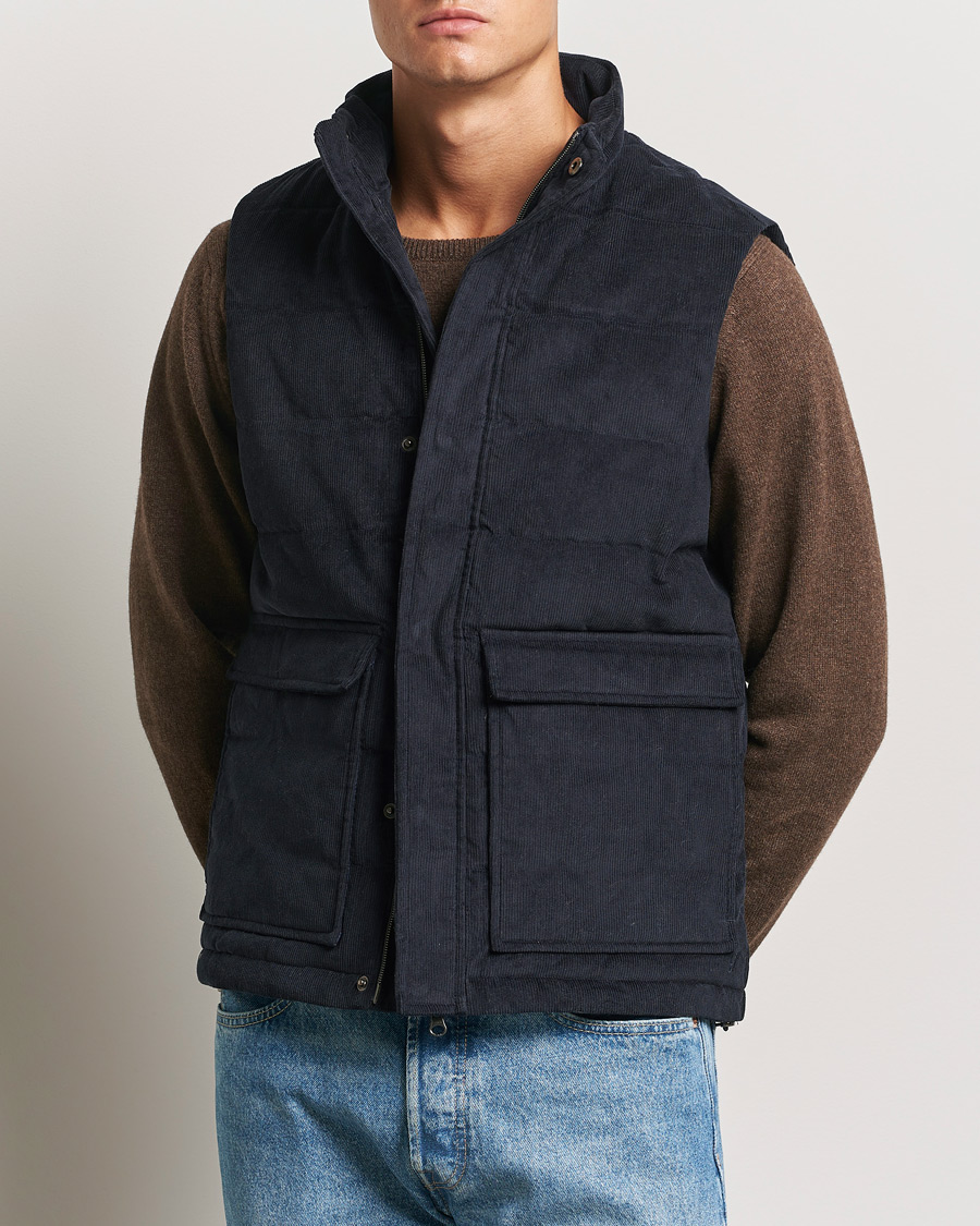 Herr |  | Stenströms | Pocket Corduroy Vest Navy