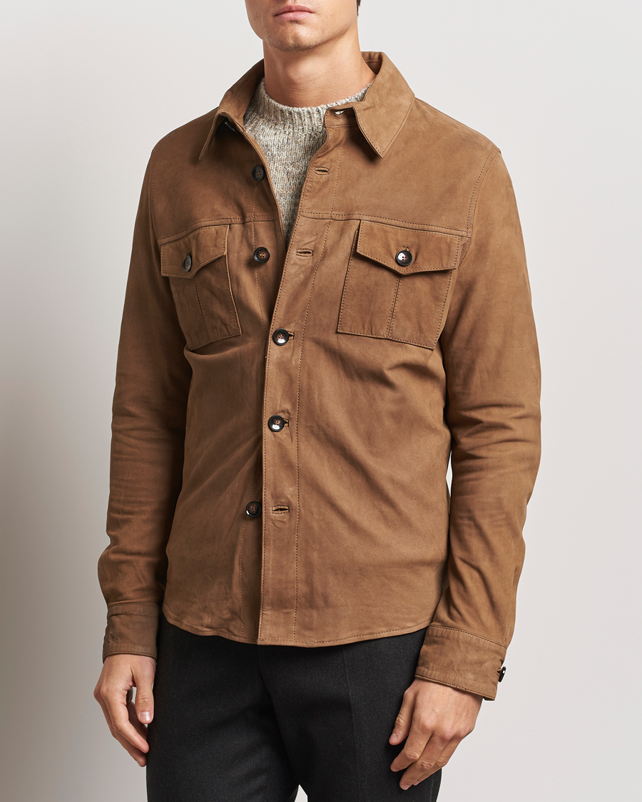 Herr |  | Stenströms | Lamb Suede Overshirt Brown