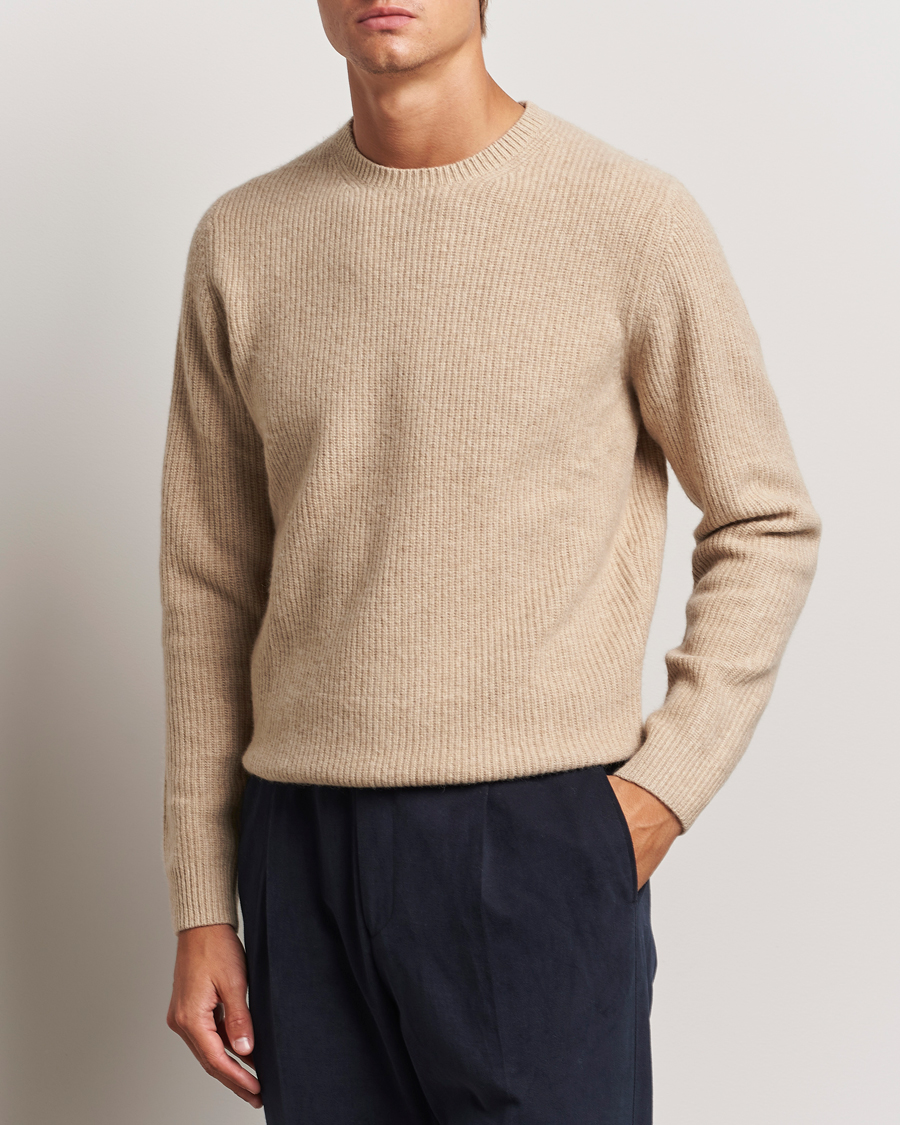 Herr |  | Stenströms | Knitted Ribbed  Yak/Merino Sweater Beige