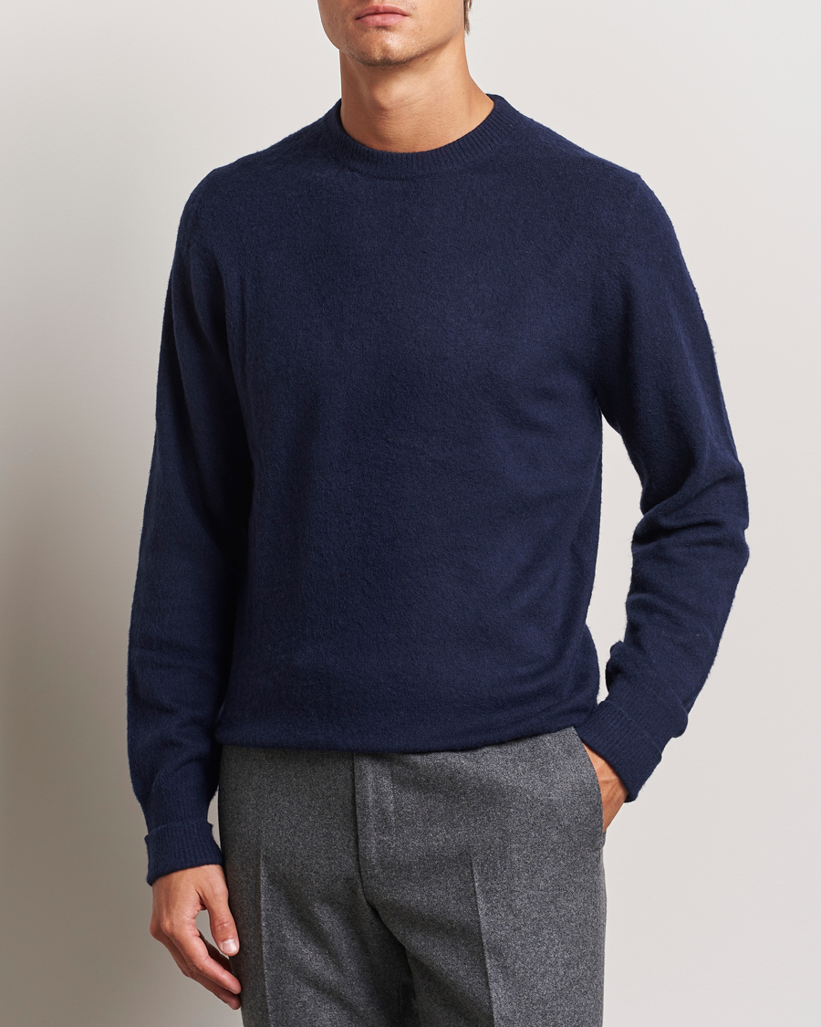 Herr |  | Stenströms | Brushed Merino Crew Neck Navy