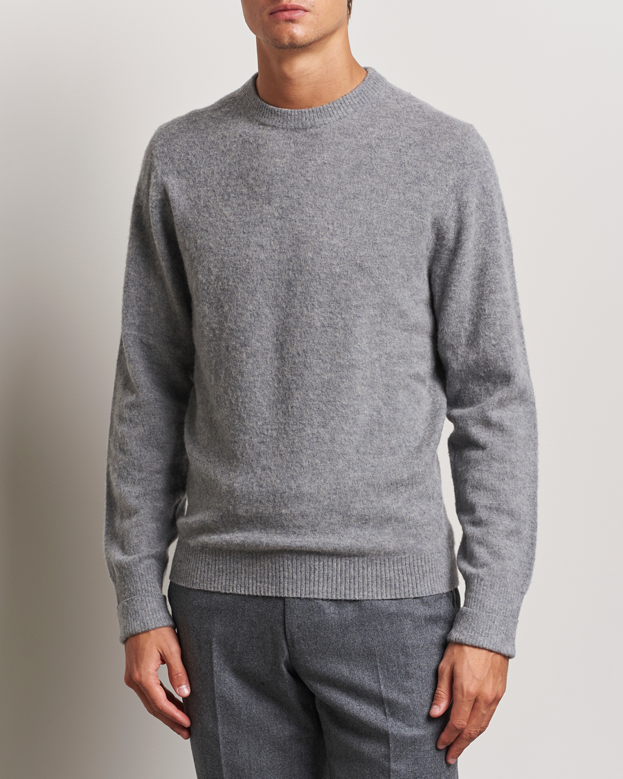 Herr | Business & Beyond - Formal | Stenströms | Brushed Merino Crew Neck Grey