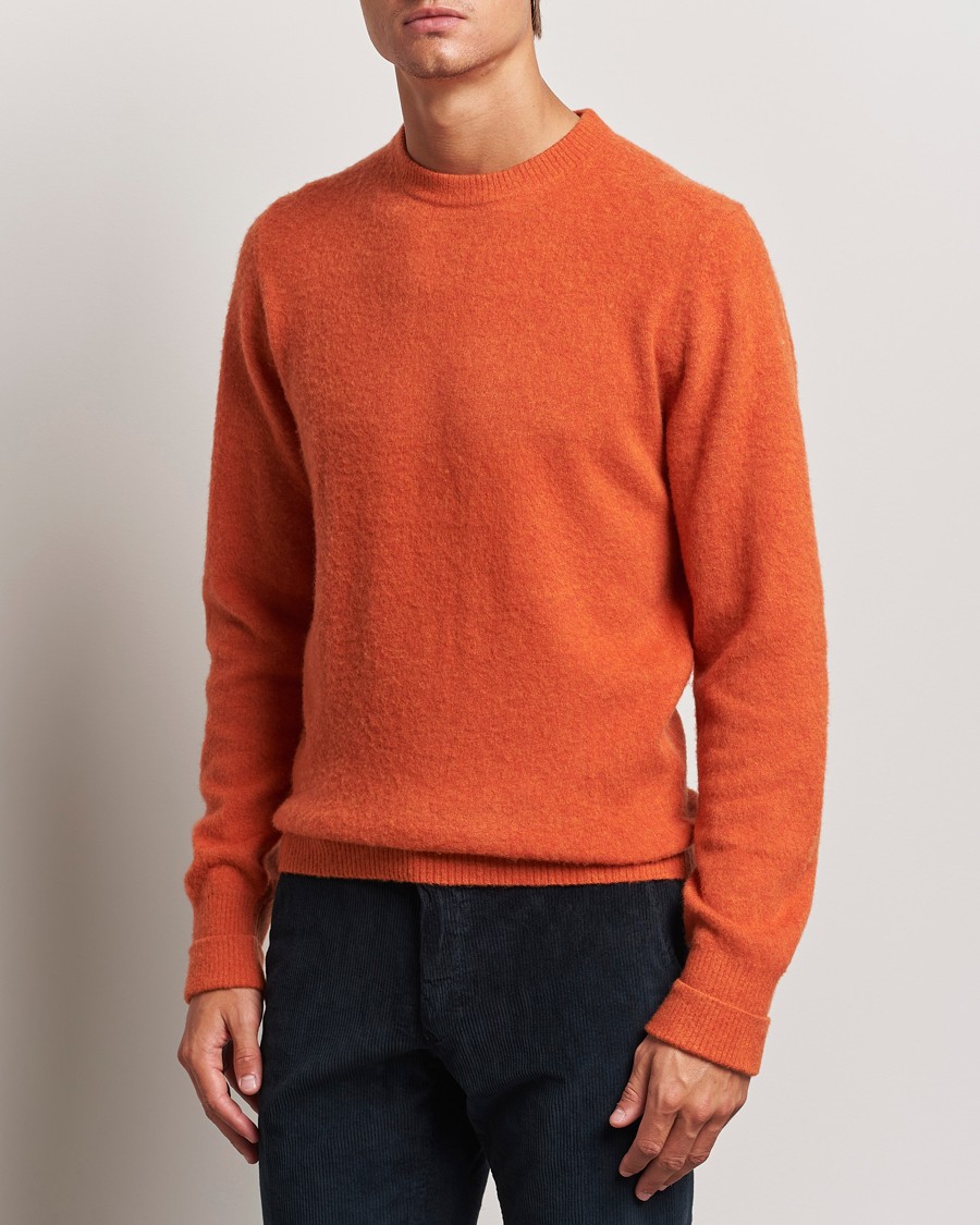 Herr | Business & Beyond - Formal | Stenströms | Brushed Merino Crew Neck Orange