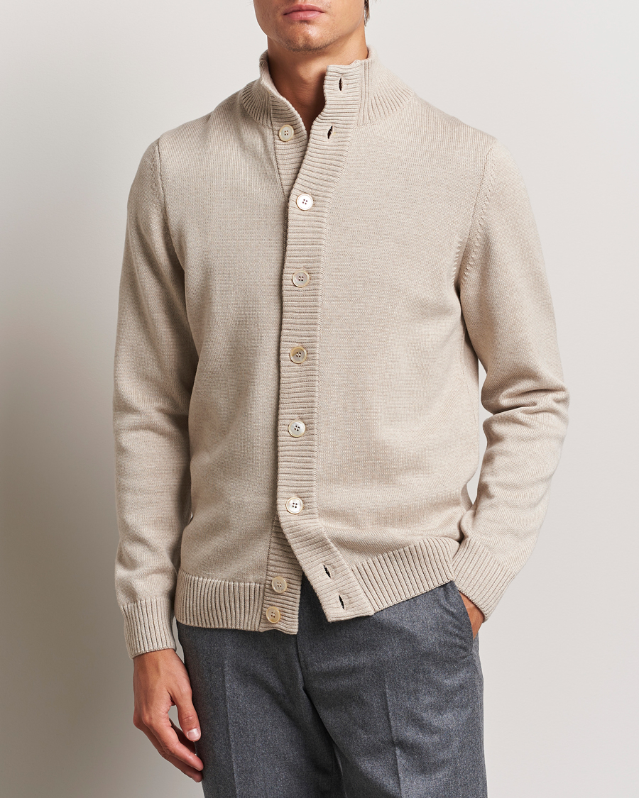 Herr | Business & Beyond - Formal | Stenströms | Chunky Knitted Merino Cardigan Beige