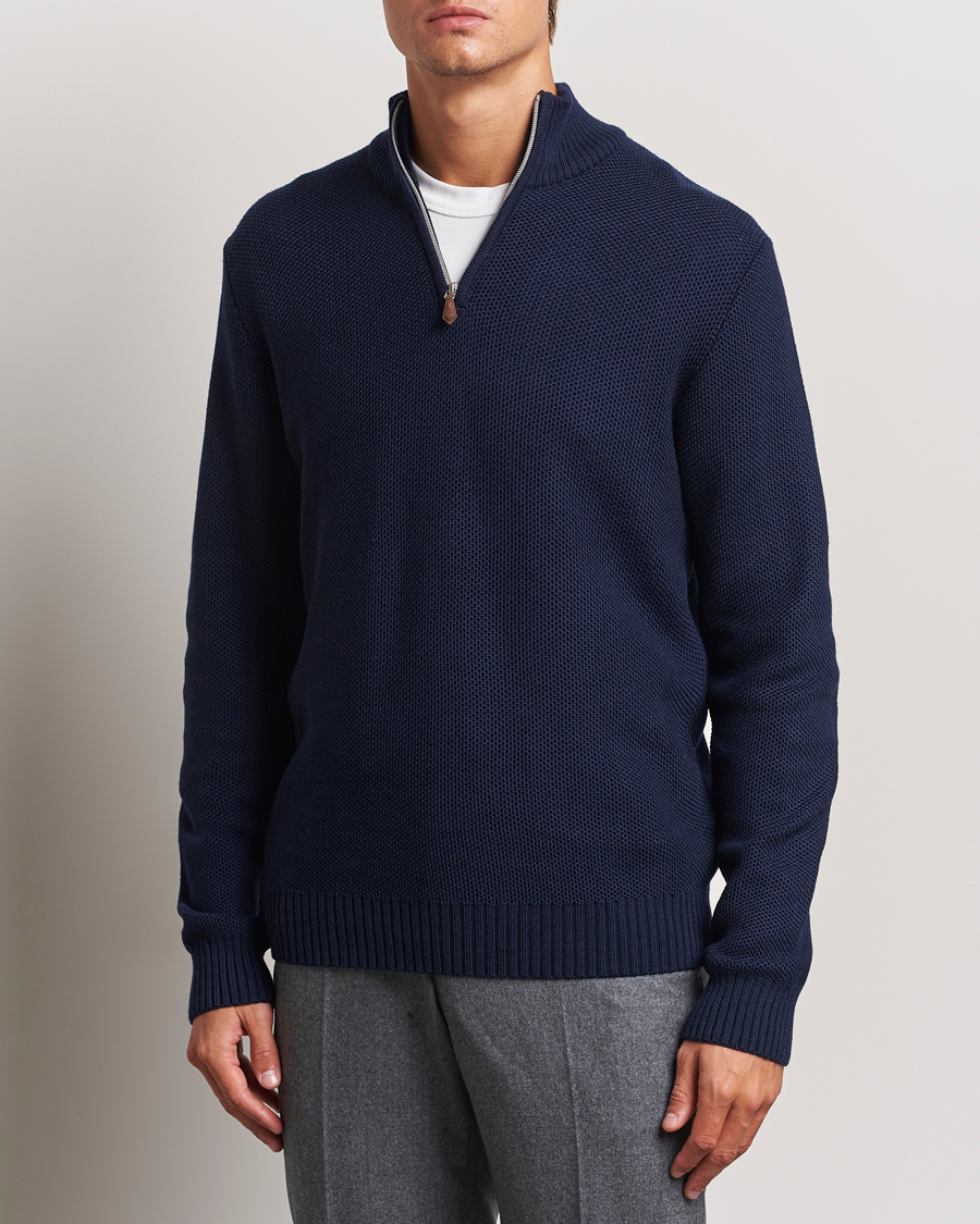 Herr |  | Stenströms | Chunky Merino Knitted Half Zip Navy