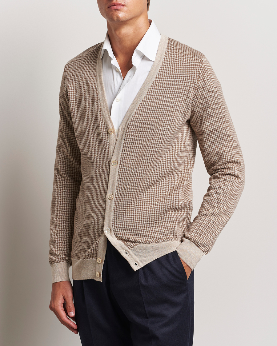 Herr |  | Stenströms | Pepita Merino Wool Cardigan Brown