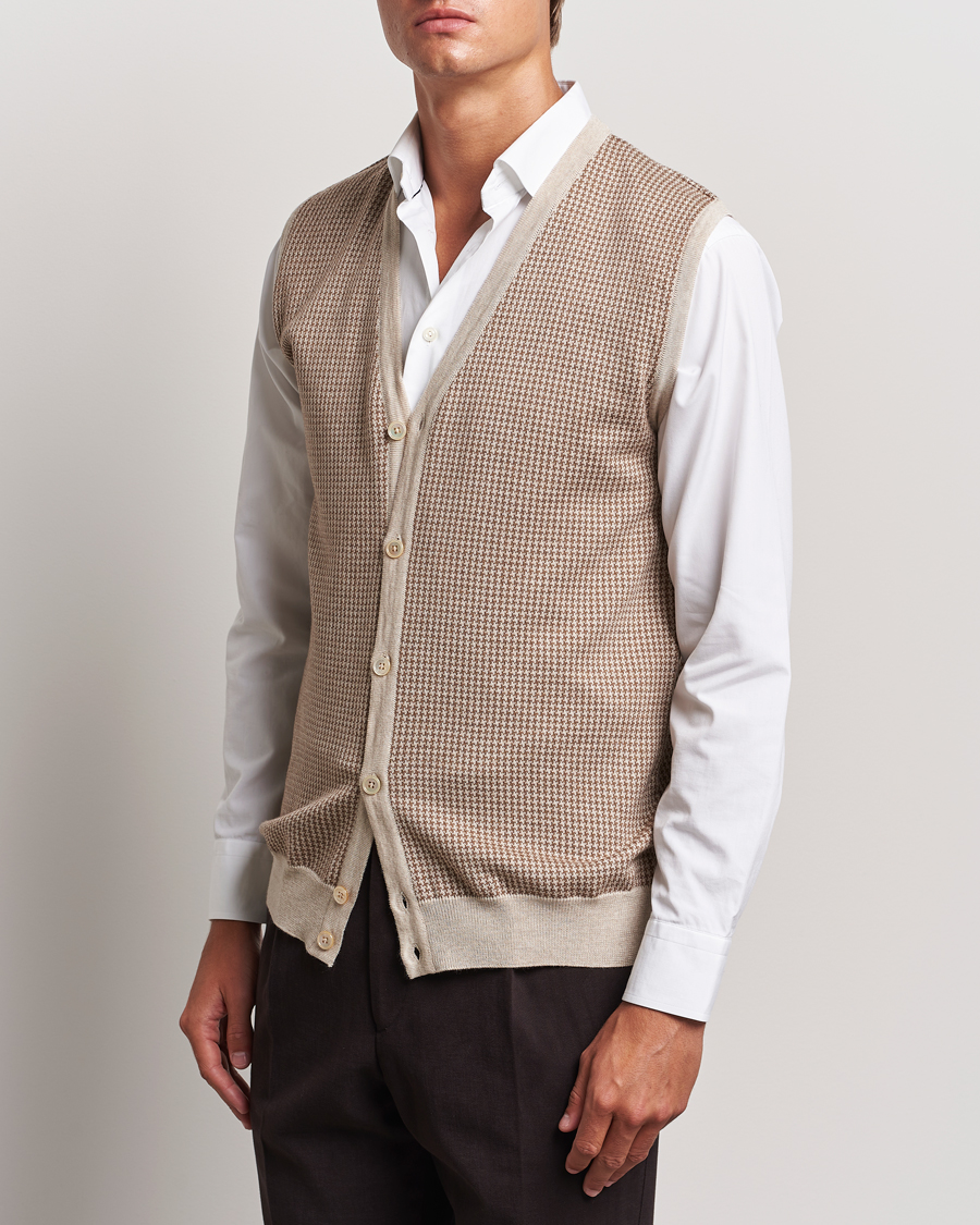 Herr |  | Stenströms | Pepita Merino Wool Vest Brown