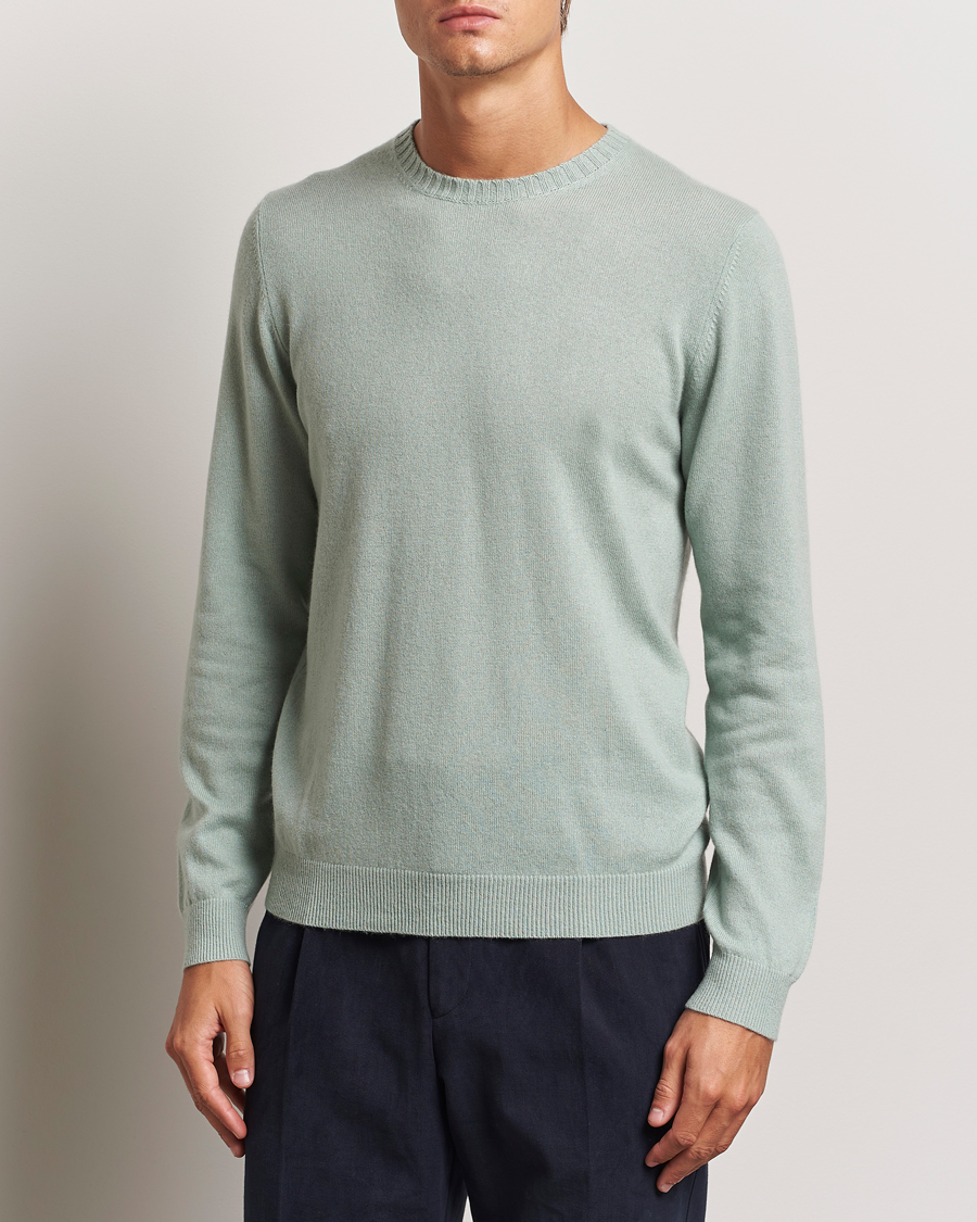 Herr | Kashmirtröjor | Stenströms | Cashmere Crewneck Light Green