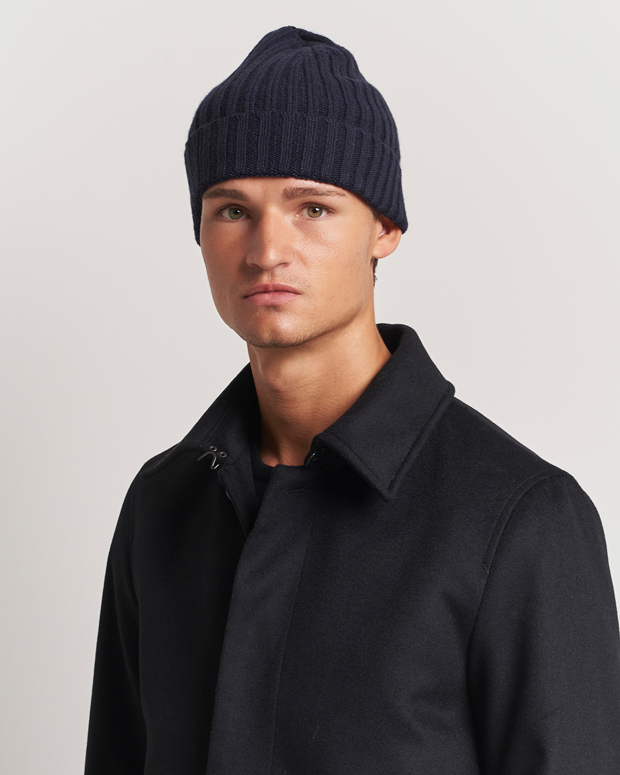 Herr |  | Stenströms | Ribbed Cotton/Cashmere Hat Navy