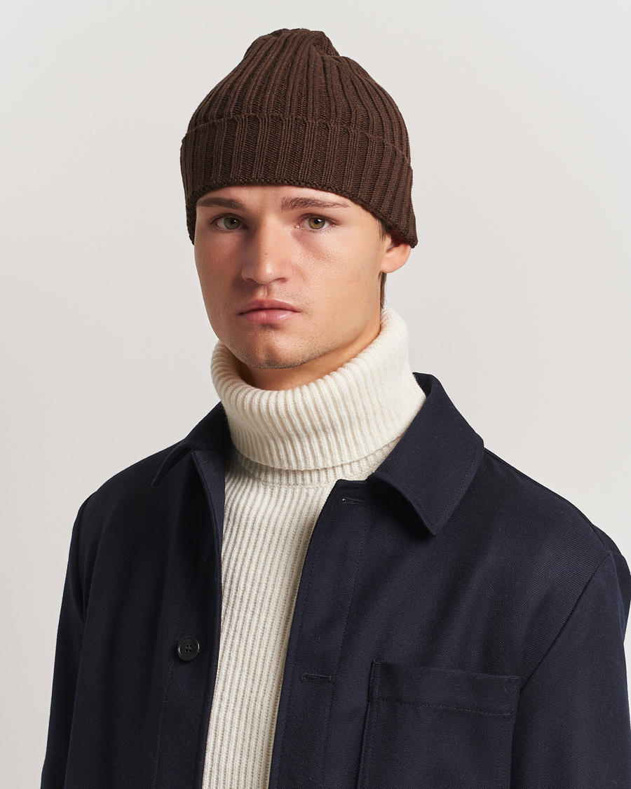 Herr |  | Stenströms | Ribbed Cotton/Cashmere Hat Brown