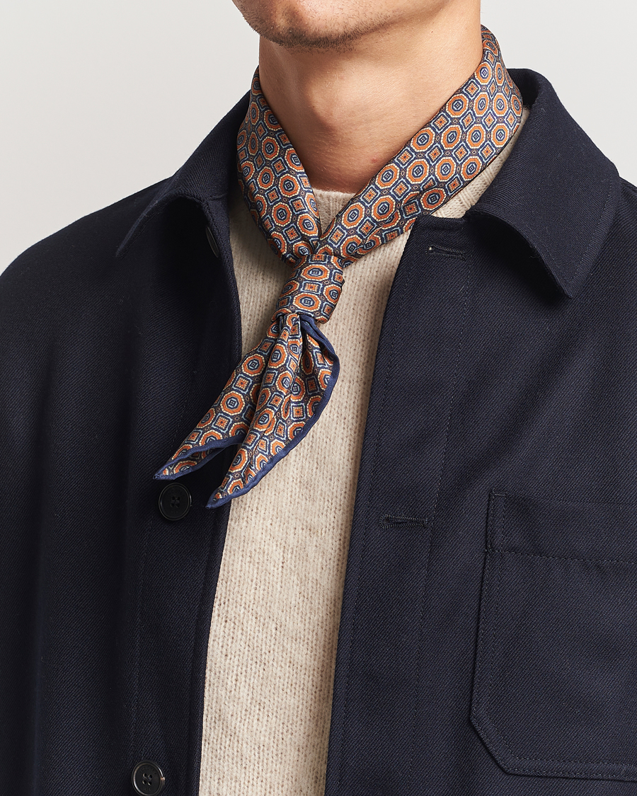 Herr |  | Stenströms | Silk Printed Scarf Navy