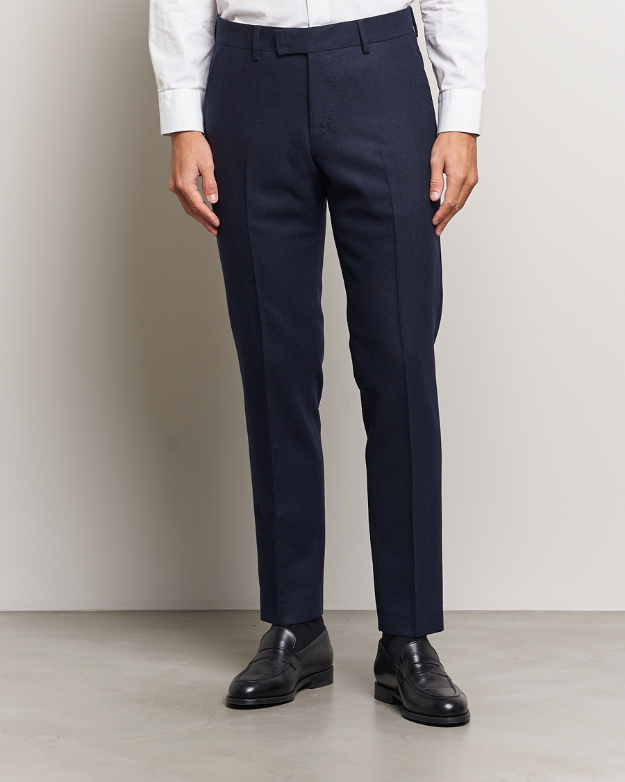 Herr | Kavaj | Tiger of Sweden | Tenuta Brushed Wool Trousers Sea Blue