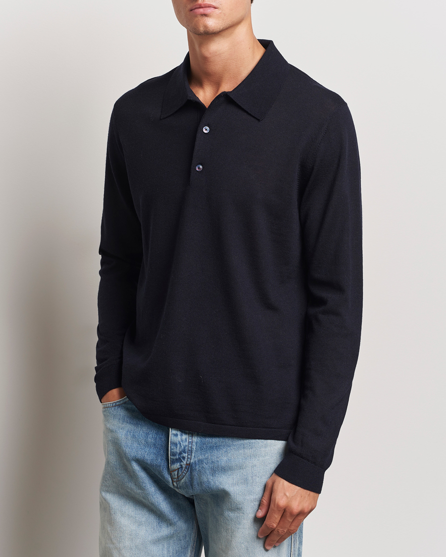 Herr |  | Tiger of Sweden | Eross Extra Fine Merino Poloshirt Light Ink