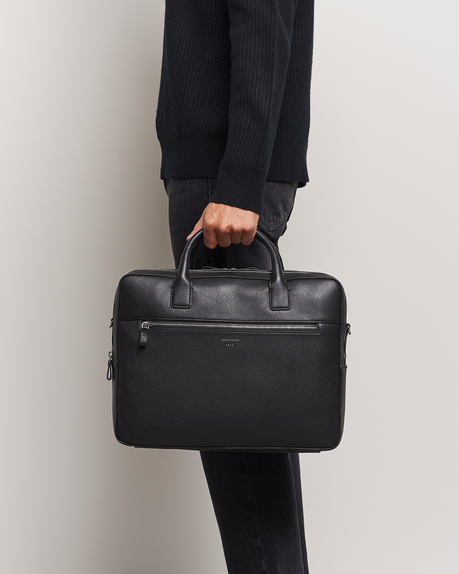 Herr |  | Tiger of Sweden | Beridare Double Zip Leather Briefcase Black