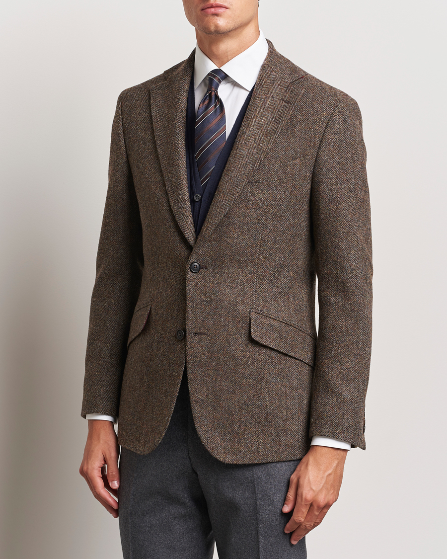 Herr |  | Walker Slater | Edward Lambswool Herringbone Blazer Brown