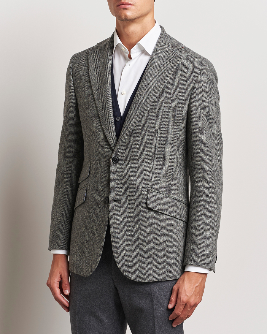 Herr | Udda kavaj | Walker Slater | Edward Lambswool Herringbone Blazer Dark Grey