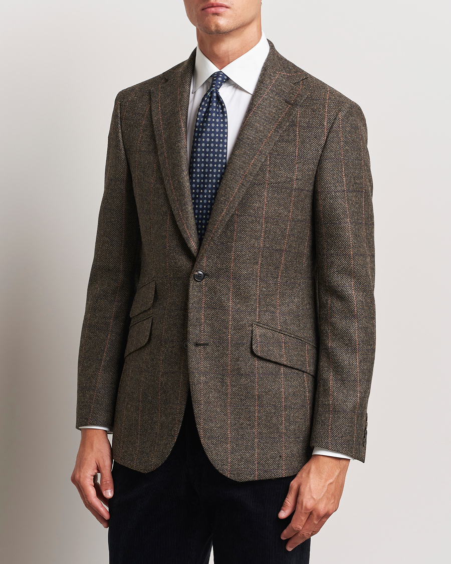 Herr |  | Walker Slater | Edward Lambswool Windowpane Blazer Brown