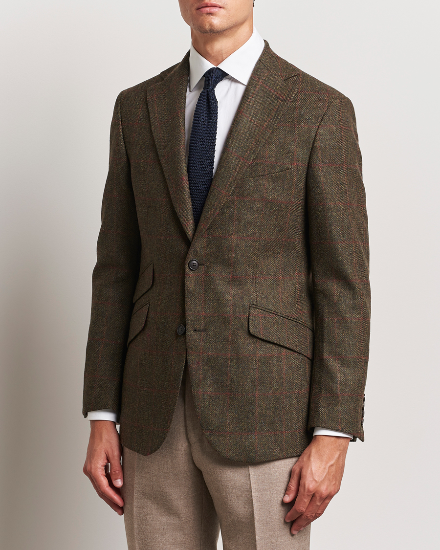 Herr |  | Walker Slater | Edward Lambswool Windowpane Blazer Green