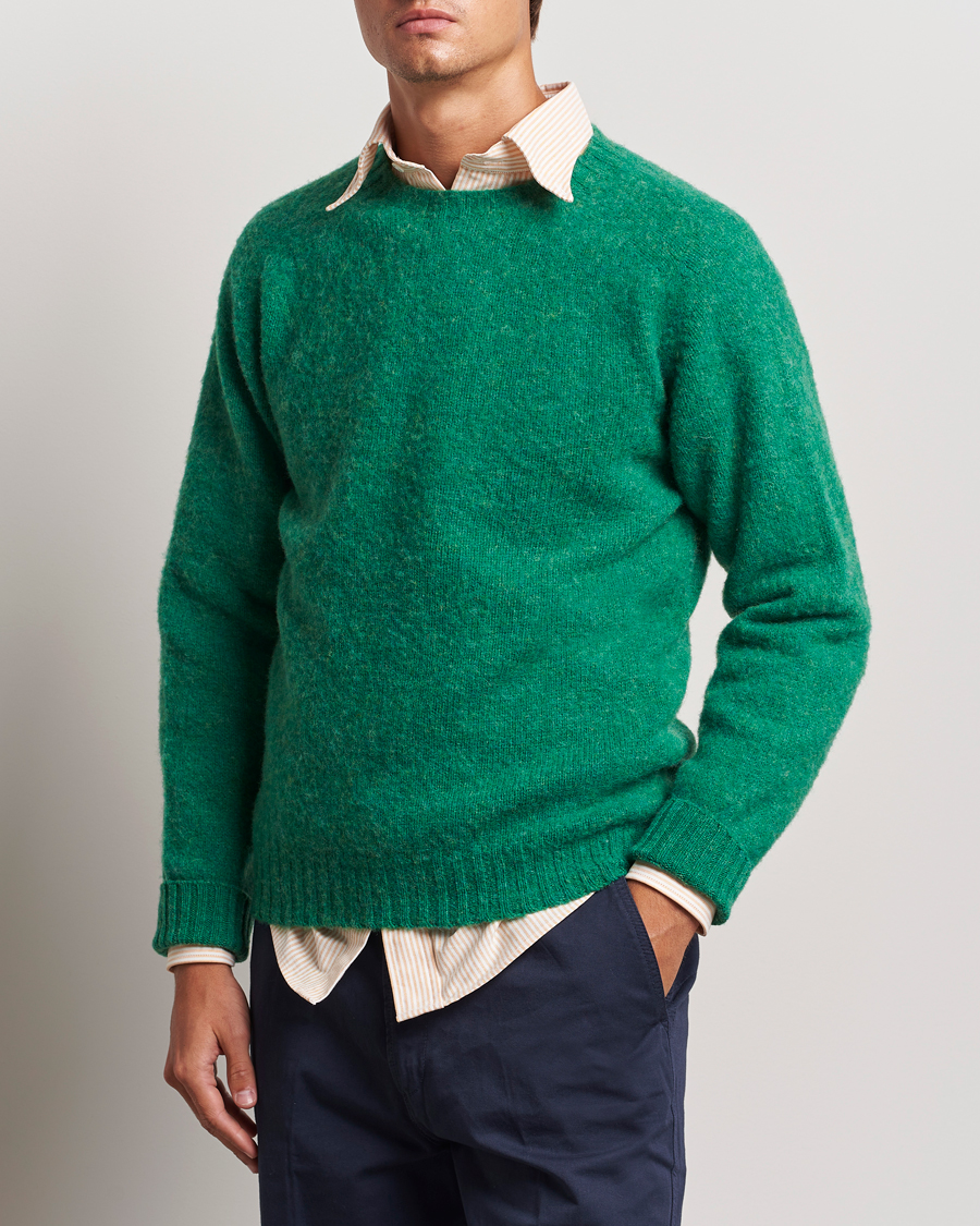 Herr |  | Drake\'s | Brushed Shetland Crew Pixie Green