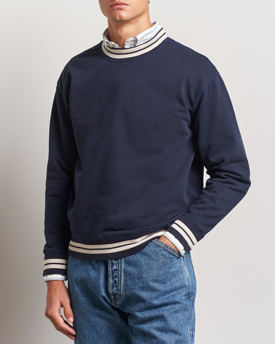 Herr |  | Drake\'s | Striped Rib Sweatshirt Navy