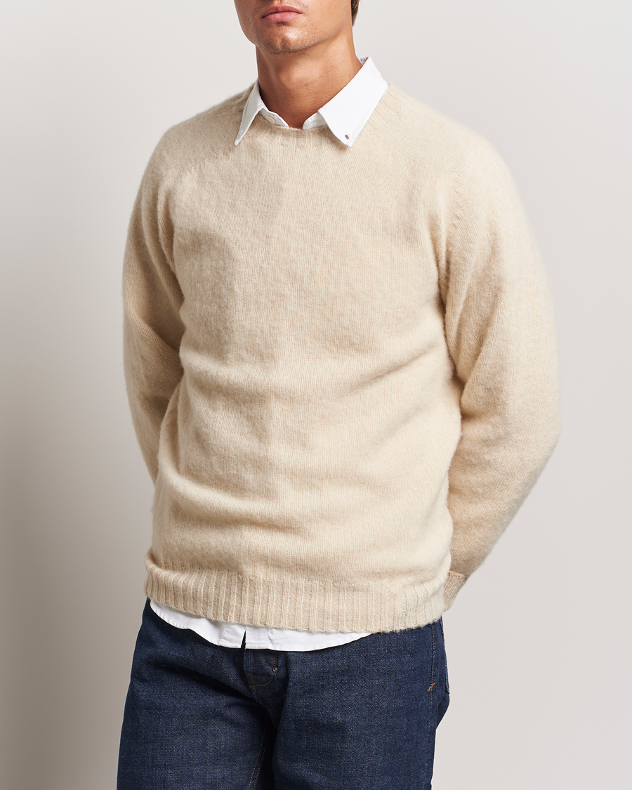 Herr |  | Drake\'s | Brushed Shetland Crew Ecru