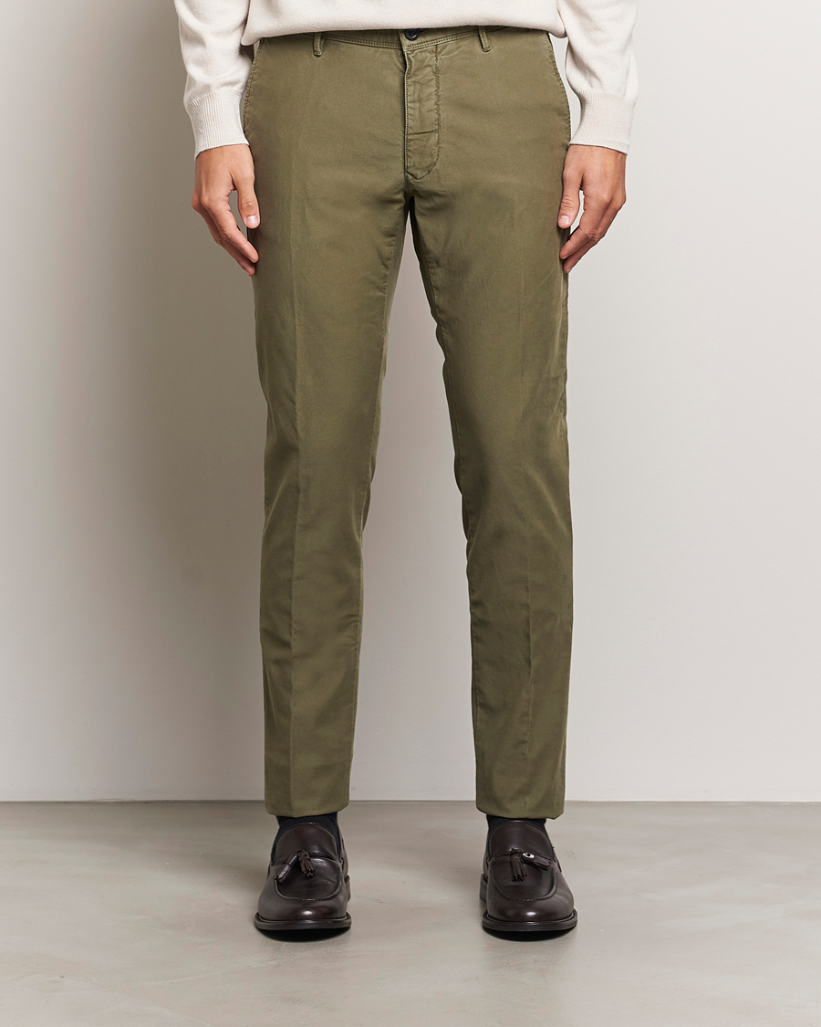 Herr |  | Incotex | Slim Fit Garment Dyed Slacks Dark Green