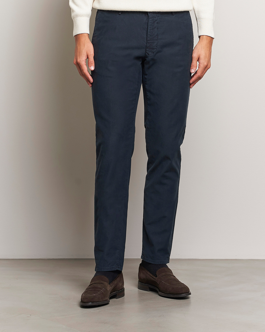 Herr |  | Incotex | Slim Fit Garment Dyed Slacks Navy