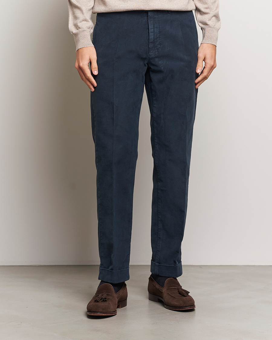 Herr |  | Incotex | Regular Fit Moleskin Slacks Navy